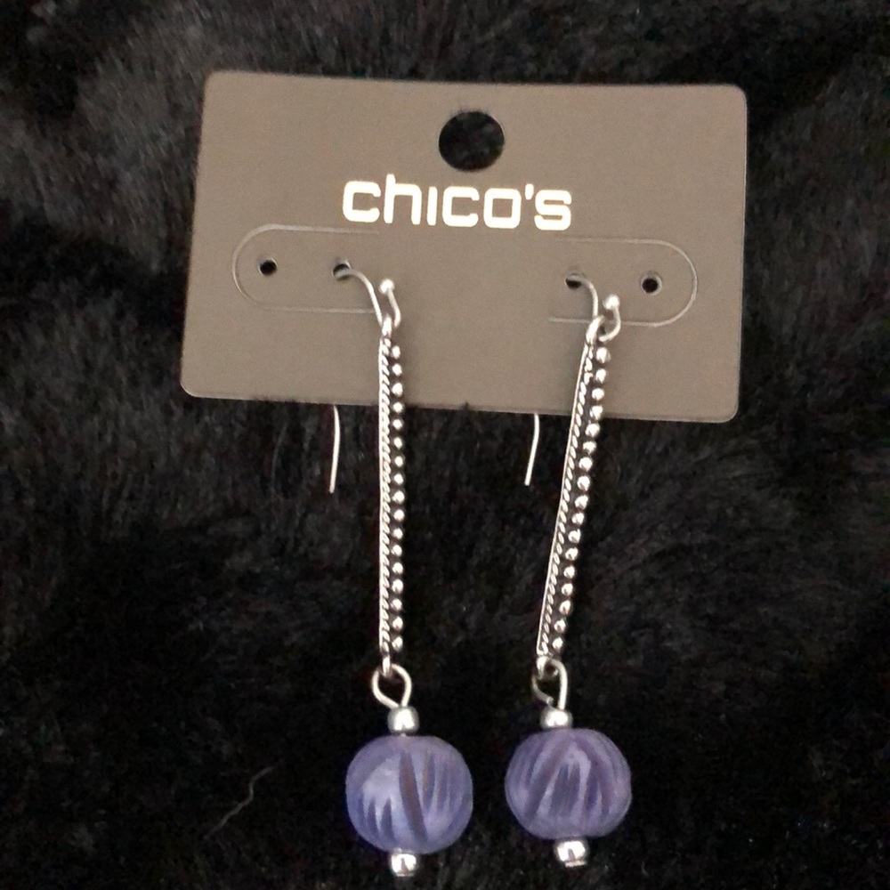 NWT blue & silver Chico’s drop earrings.